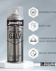 JENOLITE Bombe de peinture galvanisée au zinc brillant | Apprêt et couche de finition tout-en-un | Idéal pour les coupes et les soudures | 500 ml (protection contre la rouille et la corrosion)