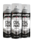 JENOLITE Peinture pour charbon noir | 400 ml | Rajeunit les charbons artificiels, les foyers, les poêles, les cheminées, etc. Finition mate (pour des températures allant jusqu'à 600 ºC / 1100 ºF)