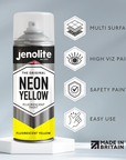 JENOLITE Peinture en spray fluorescente néon – 400 ml – peinture haute visibilité de haute qualité pour diverses surfaces