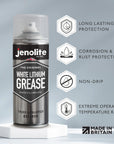 JENOLITE Graisse mécanique au lithium blanche très résistante | 400ml | Spray lubrifiant pour voitures, charnières, treuil | Lubrifiant métal sur métal | Ne goutte pas | Graisse en spray