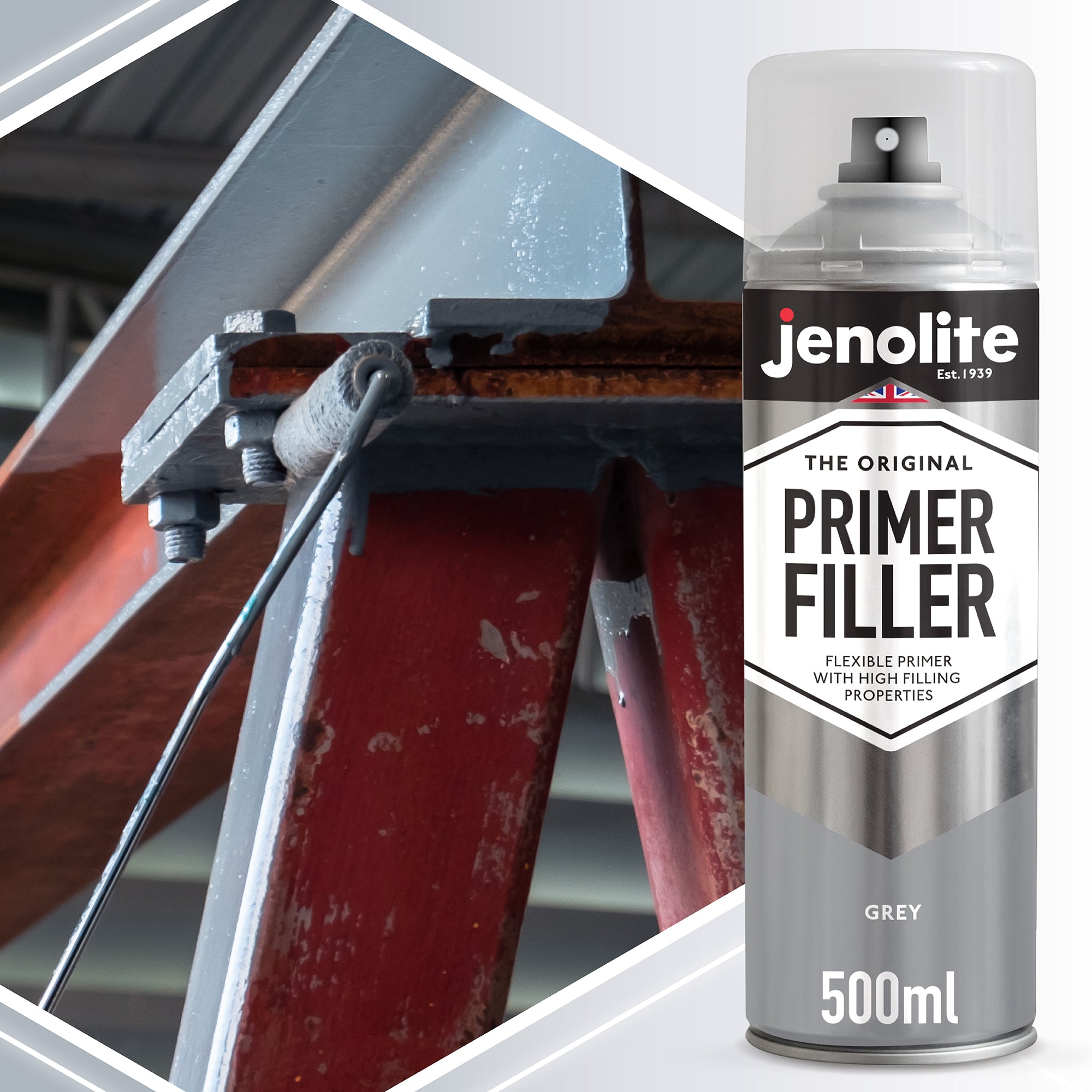 JENOLITE Peinture d'apprêt de remplissage en aérosol | GRIS | 500ml
