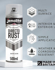 JENOLITE Directorust Peinture en aérosol finition satinée | 500ml | Peinture antirouille pour métal | Peinture en aérosol multi-surfaces : métal, bois, plastique (Copy)