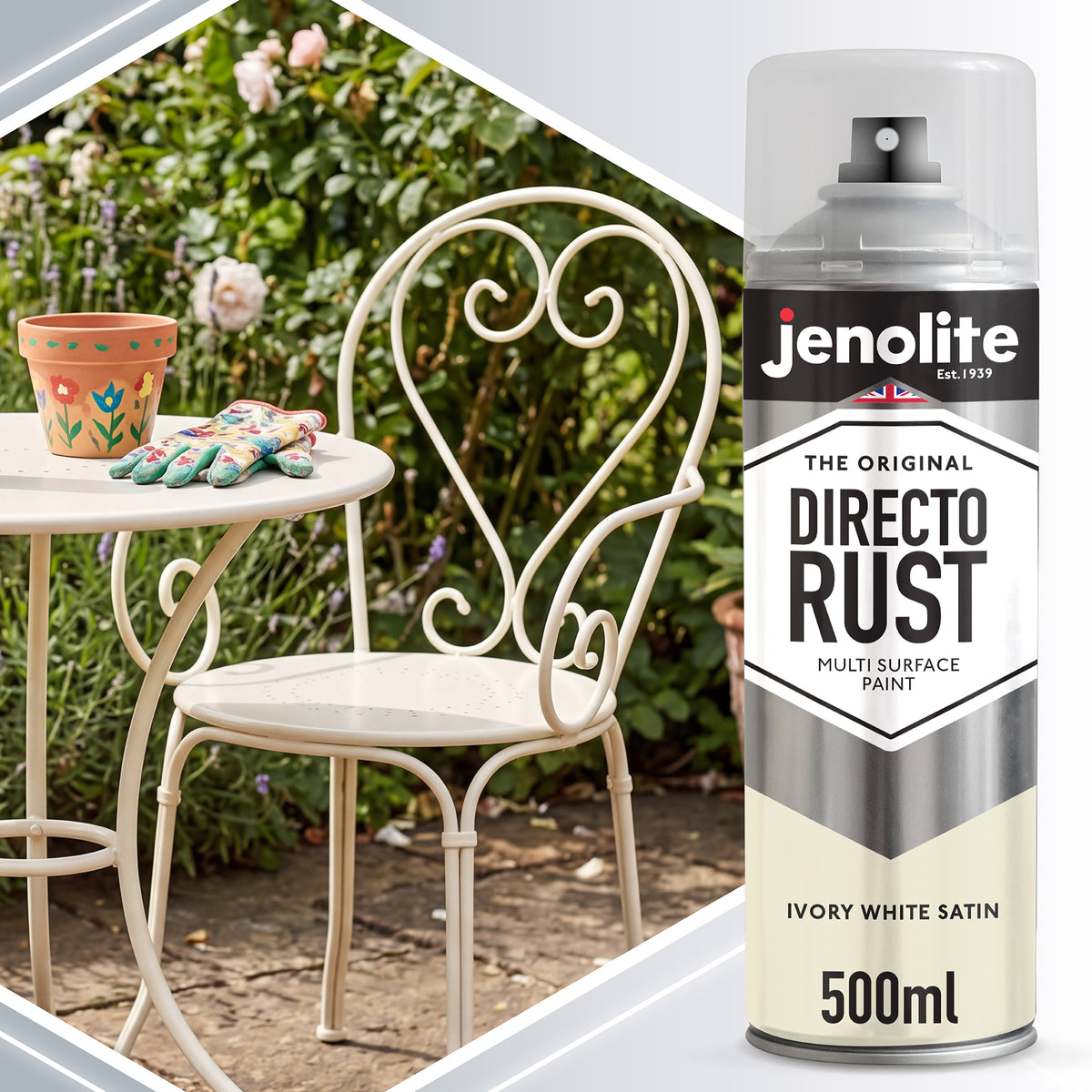 JENOLITE Directorust Peinture en aérosol finition satinée | 500ml | Peinture antirouille pour métal | Peinture en aérosol multi-surfaces : métal, bois, plastique (Copy)