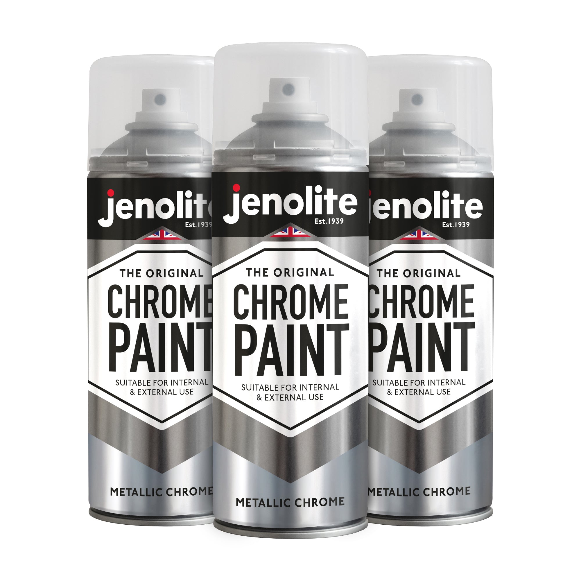 JENOLITE Vaporisateur Bombe de peinture chromée lisse - Convient pour l'intérieur et l'extérieur - 400 ml