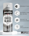 JENOLITE Peinture en aérosol pour verre givré | OPAQUE | Spray semi-transparent pour fenêtres et portes | Finition mate | Pour plus de confidentialité | 400 ml