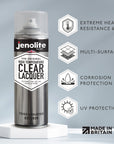 JENOLITE Laque Transparente Haute Température | 650°C+ | 500ml | FINITION CRISTALLINE | Multi-surfaces | Scelle, protège et améliore | Convient pour une utilisation automobile