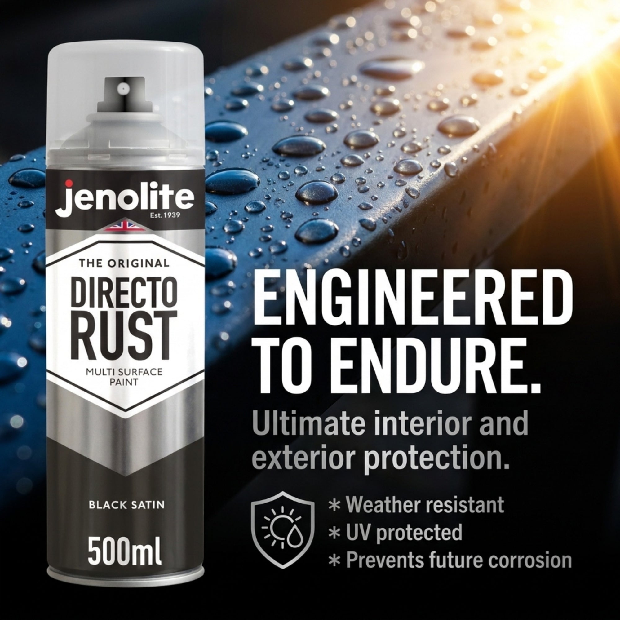 JENOLITE Directorust Peinture en aérosol finition satinée | 500ml | Peinture antirouille pour métal | Peinture en aérosol multi-surfaces : métal, bois, plastique (Copy)