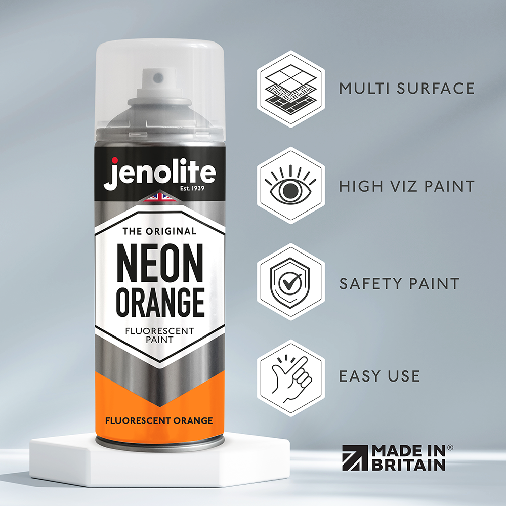 JENOLITE Peinture en spray fluorescente néon – 400 ml – peinture haute visibilité de haute qualité pour diverses surfaces