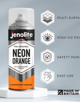 JENOLITE Peinture en spray fluorescente néon – 400 ml – peinture haute visibilité de haute qualité pour diverses surfaces