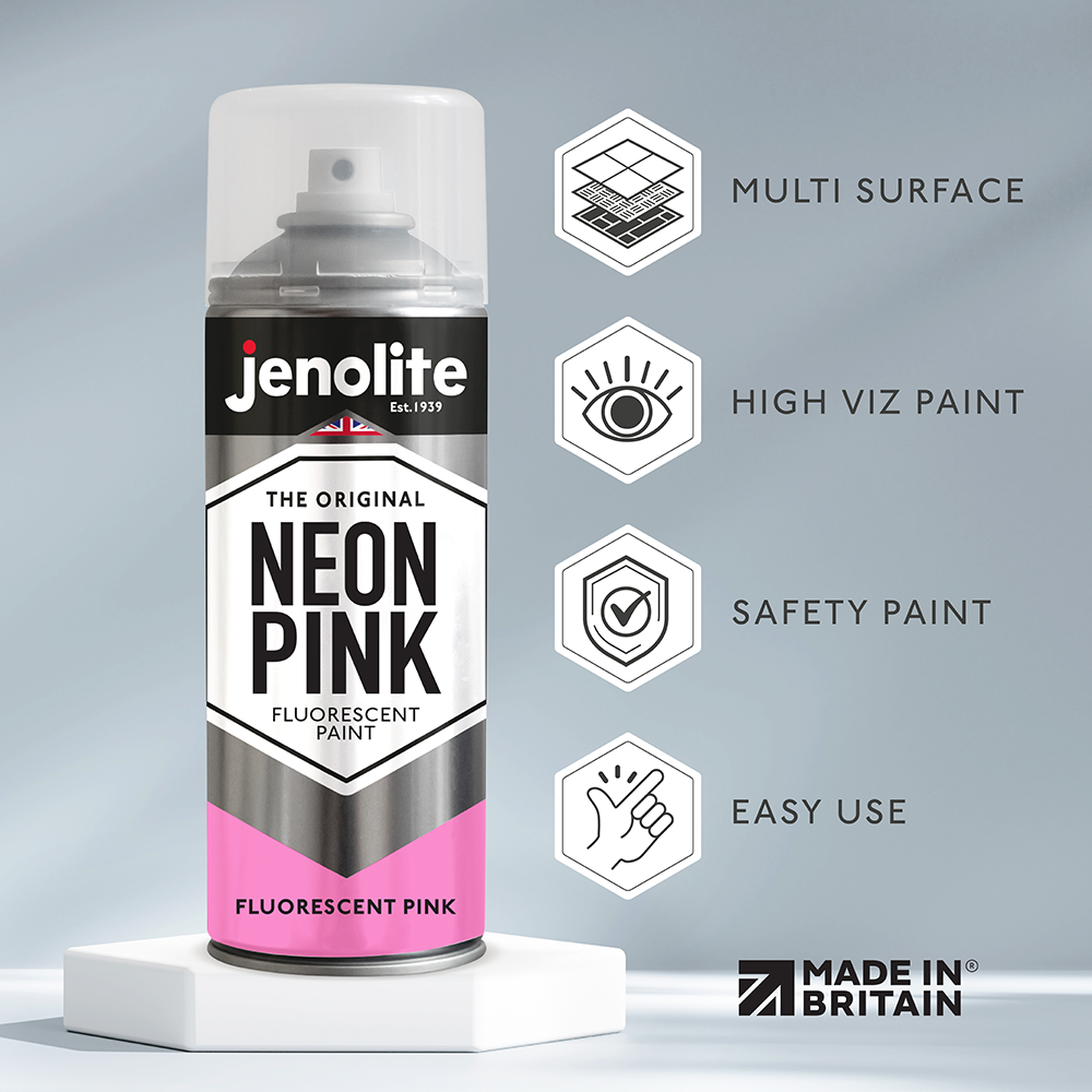 JENOLITE Peinture en spray fluorescente néon – 400 ml – peinture haute visibilité de haute qualité pour diverses surfaces