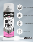 JENOLITE Peinture en spray fluorescente néon – 400 ml – peinture haute visibilité de haute qualité pour diverses surfaces
